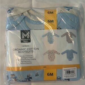 Blue and White Organic Cotton Bodysuits - 4 Pack